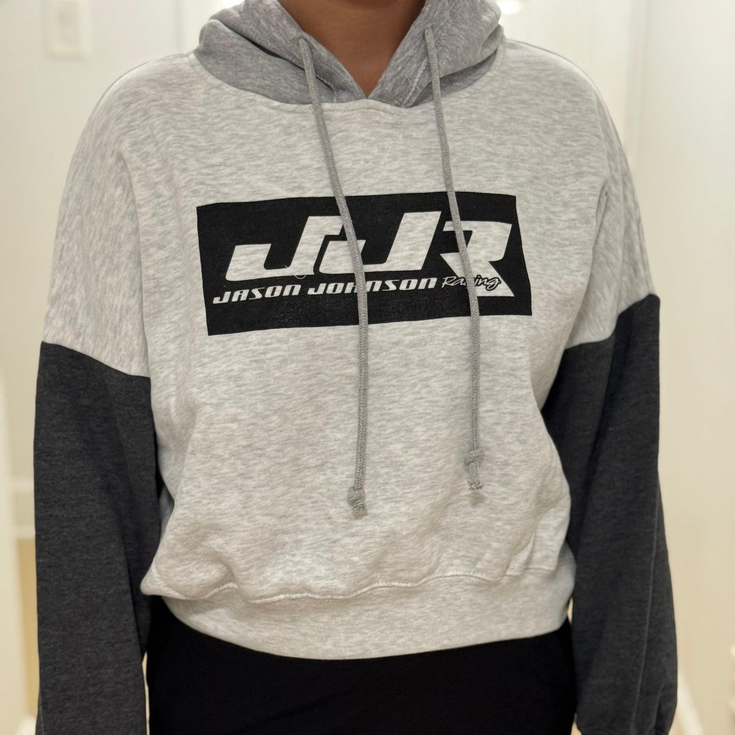 Two Tone Cropped Hoodie (Tan & Grey)