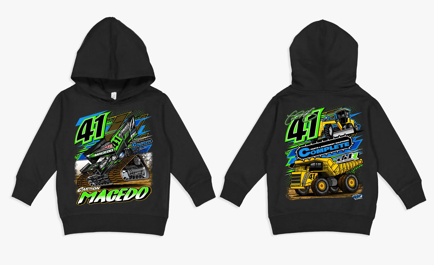 Toddler Pushing Dirt Design Hoodie (Rabbit Skin Black)