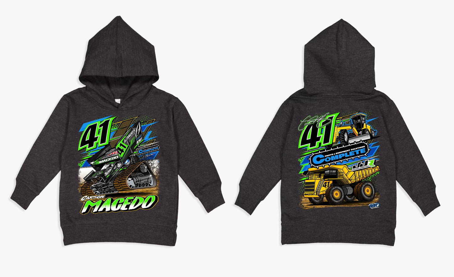 Toddler Pushing Dirt Design Hoodie (Vintage Smoke)