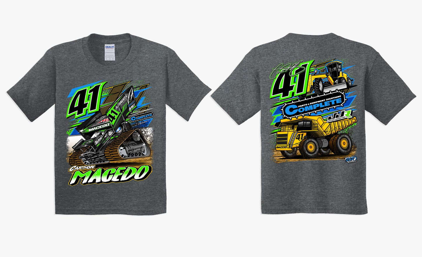 Youth Pushing Dirt Design T-Shirt (Dark Heather)