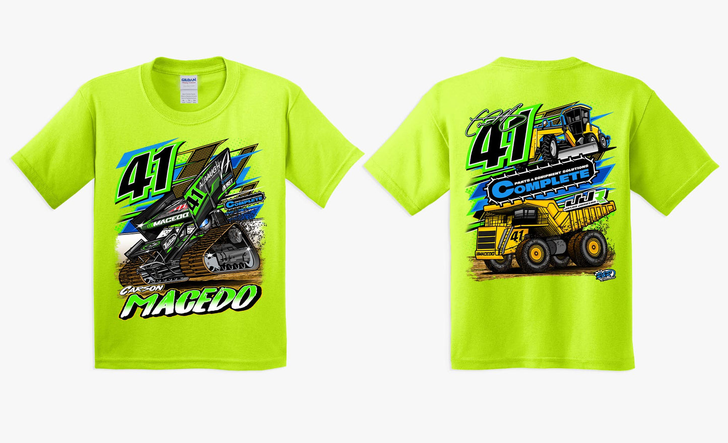 Youth Pushing Dirt Design T-Shirt (Safety Yellow)