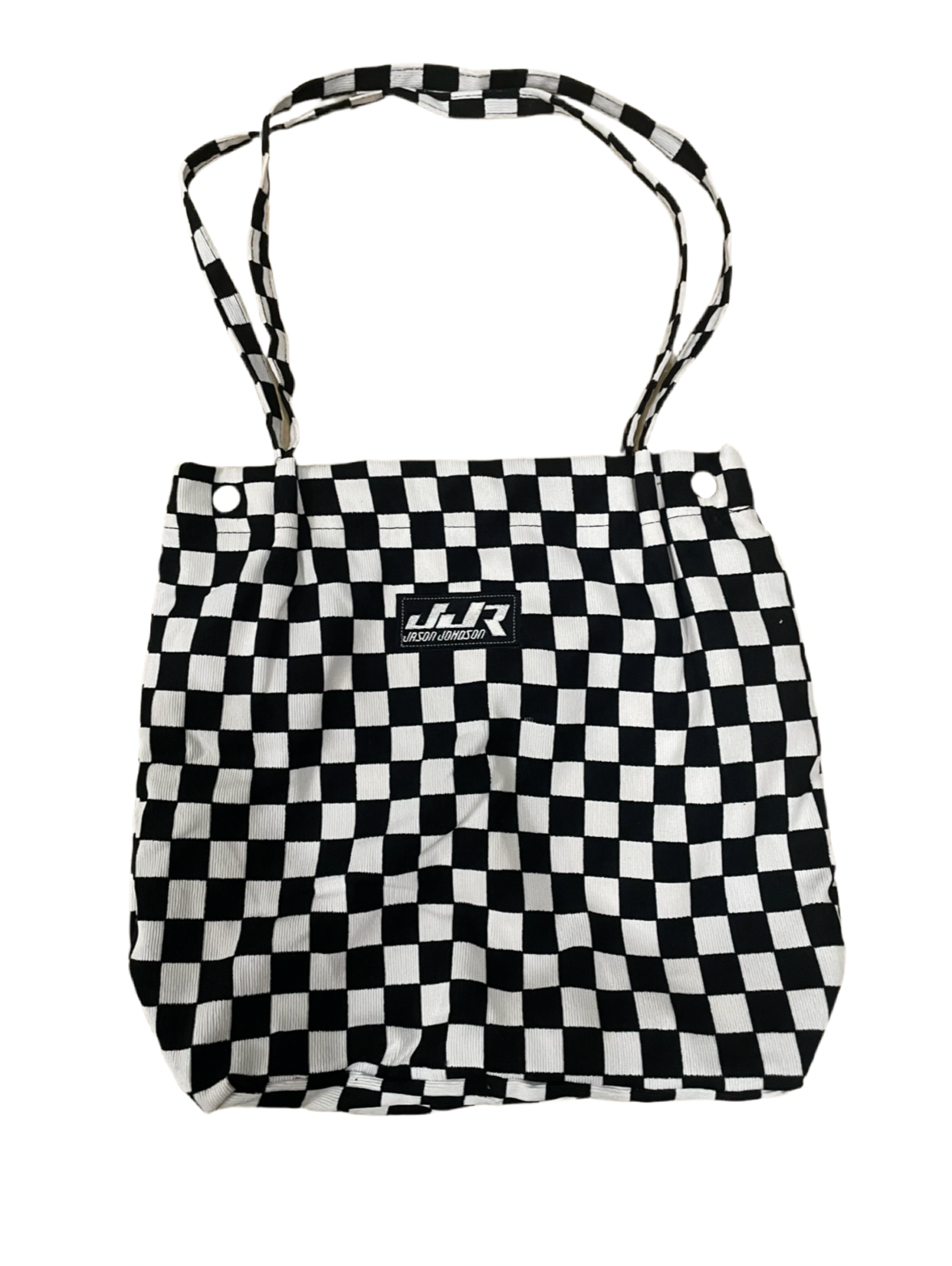 JJR Patch Checkered Shoulder Tote Bag