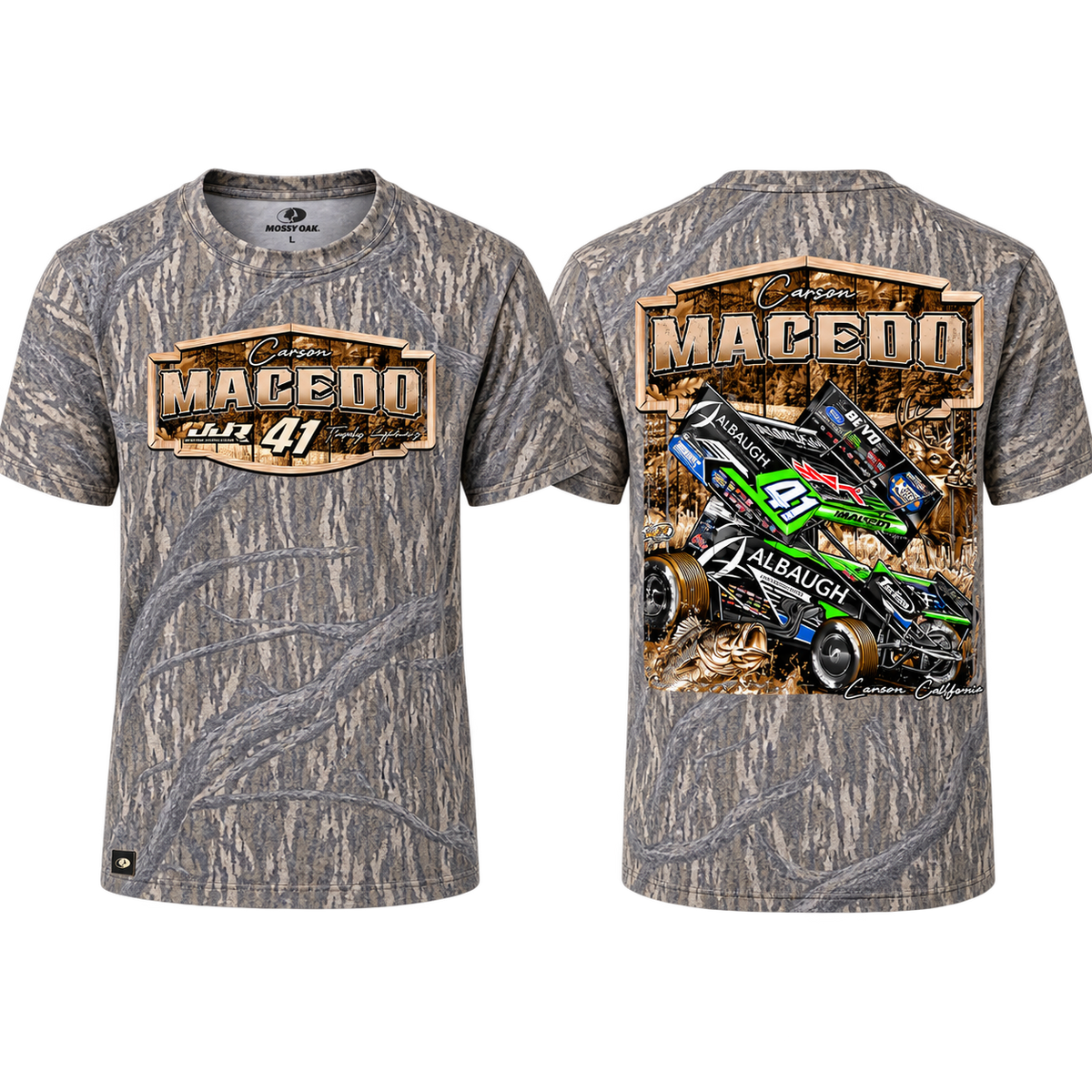 Huntin' Horsepower Design T-Shirt (Washed Mossy Oak)