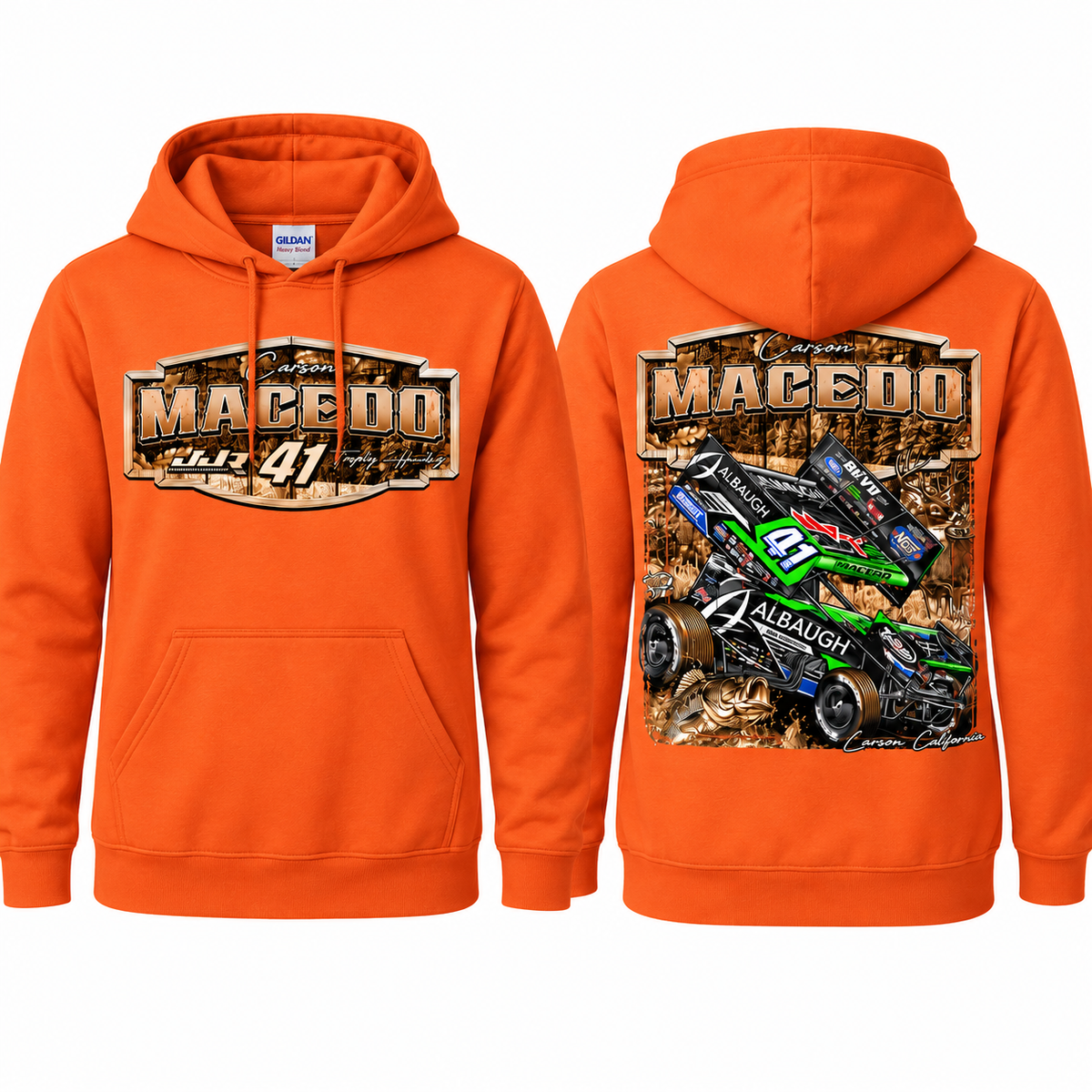 Huntin' Horsepower Design, Hoodie (Safety Orange)