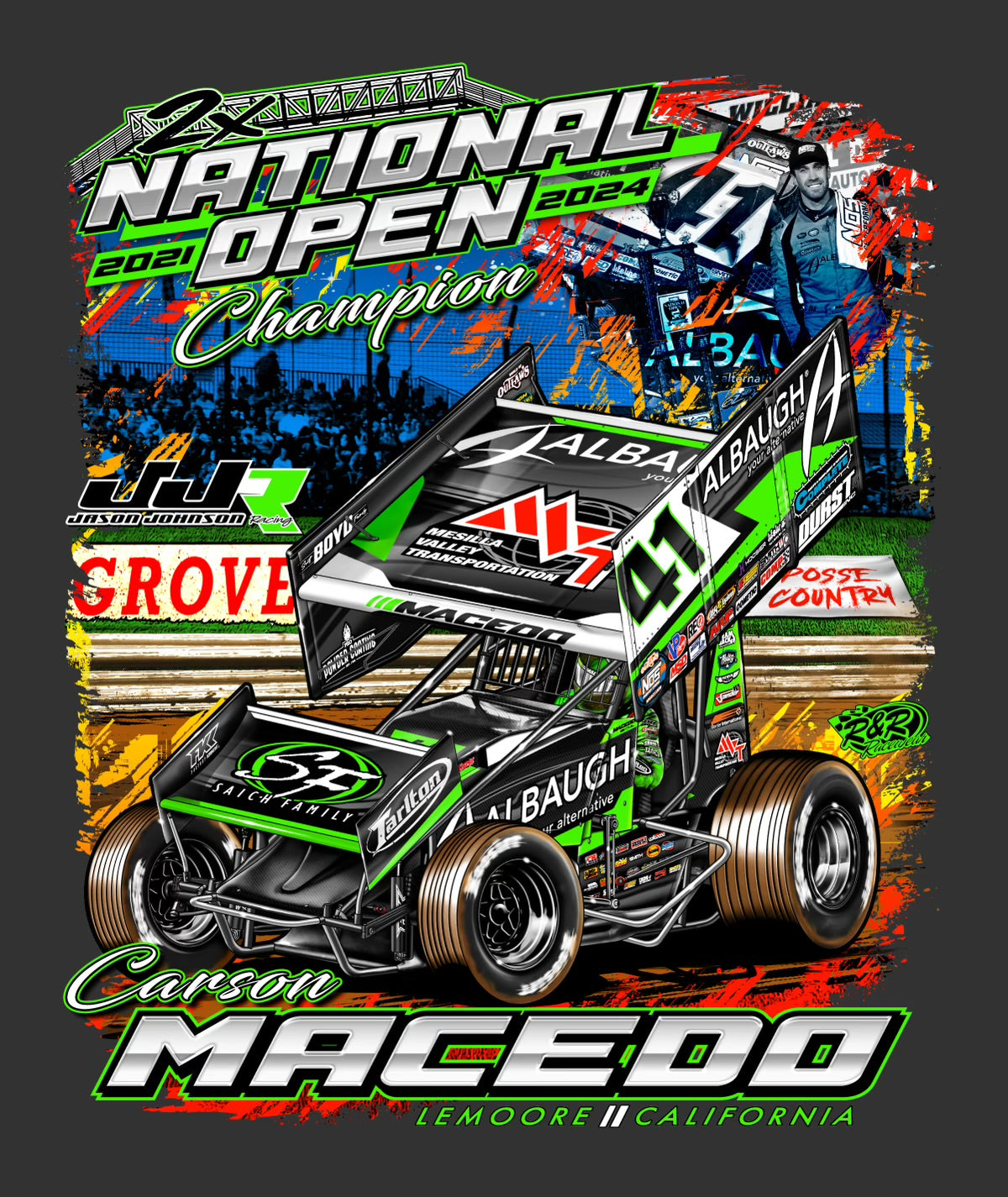 2x National Open Champ T-Shirt (Neon Orange)
