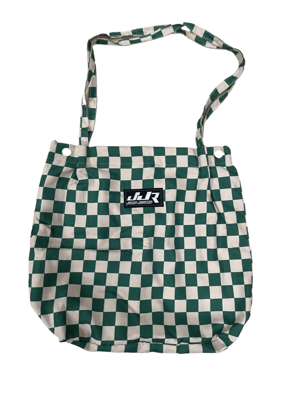 JJR Patch Checkered Shoulder Tote Bag