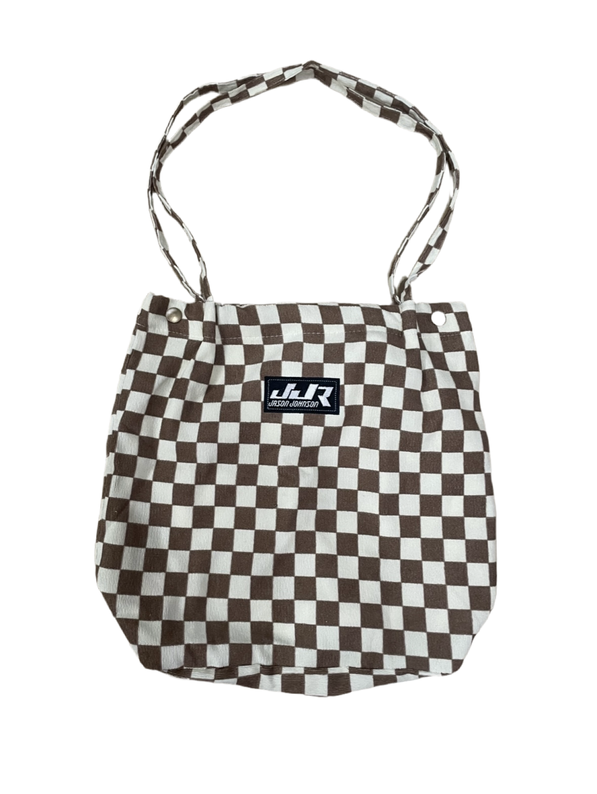 JJR Patch Checkered Shoulder Tote Bag