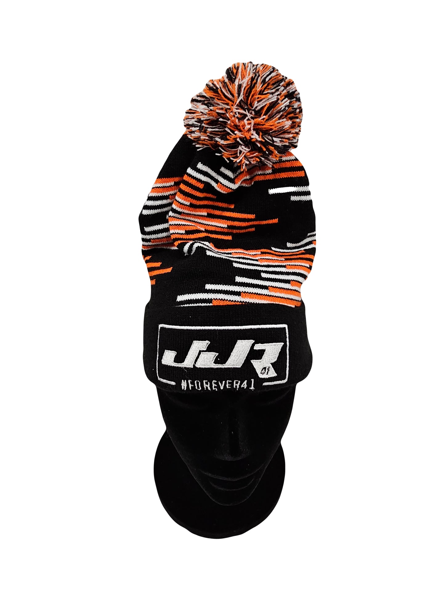 JJR Forever 41 POM POM Beanie (Black/White/Orange)