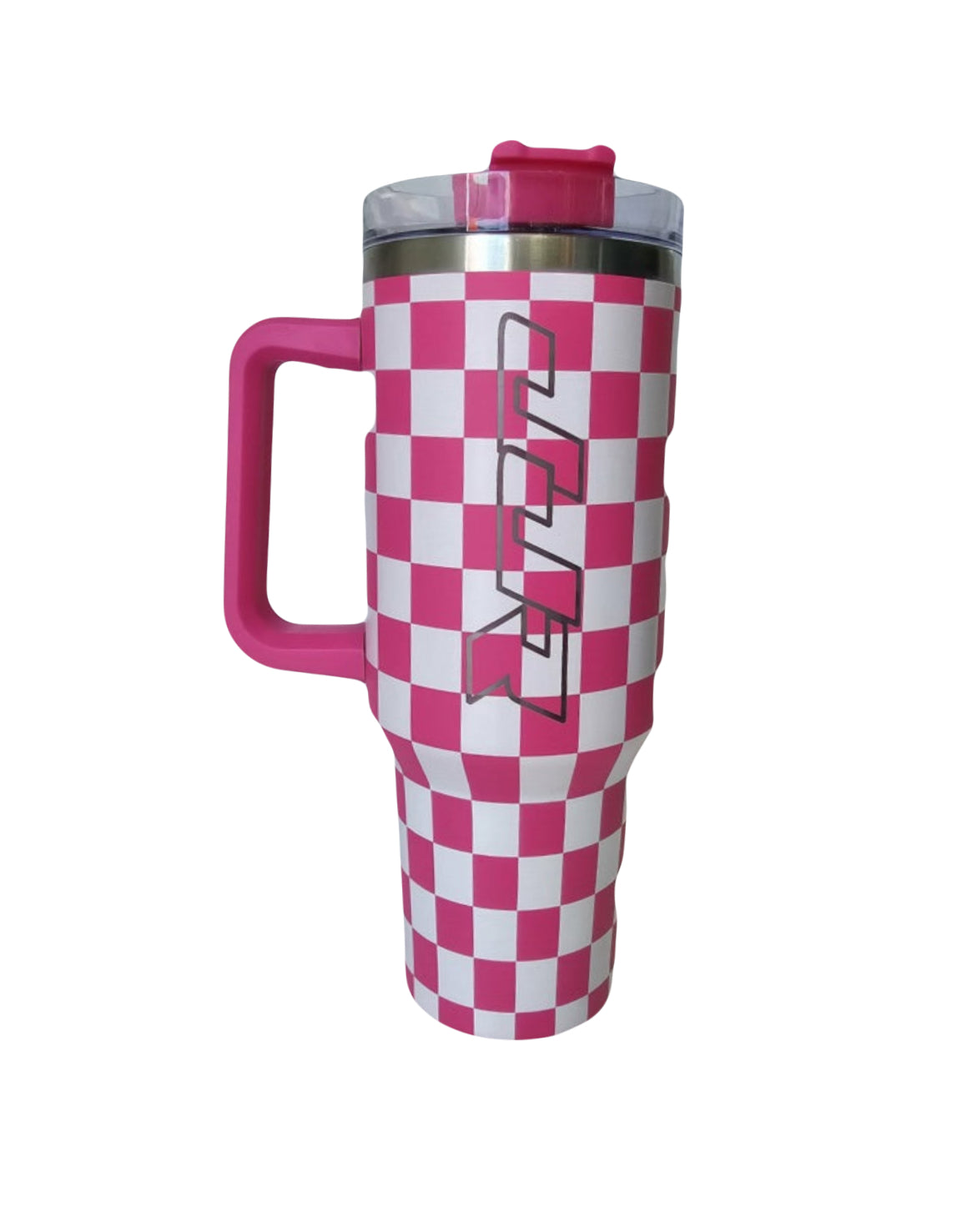 JJR Logo Checkered Tumbler (Pink and White)