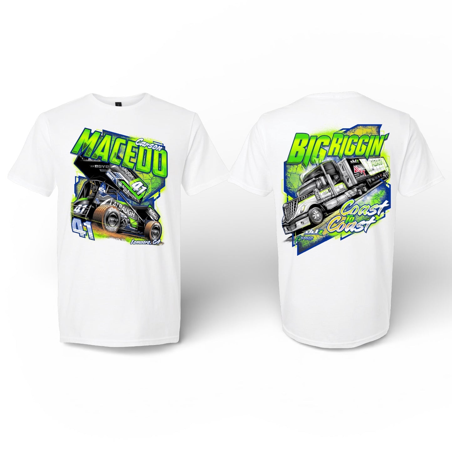 Big Riggin Design T-Shirt Large Front (White)