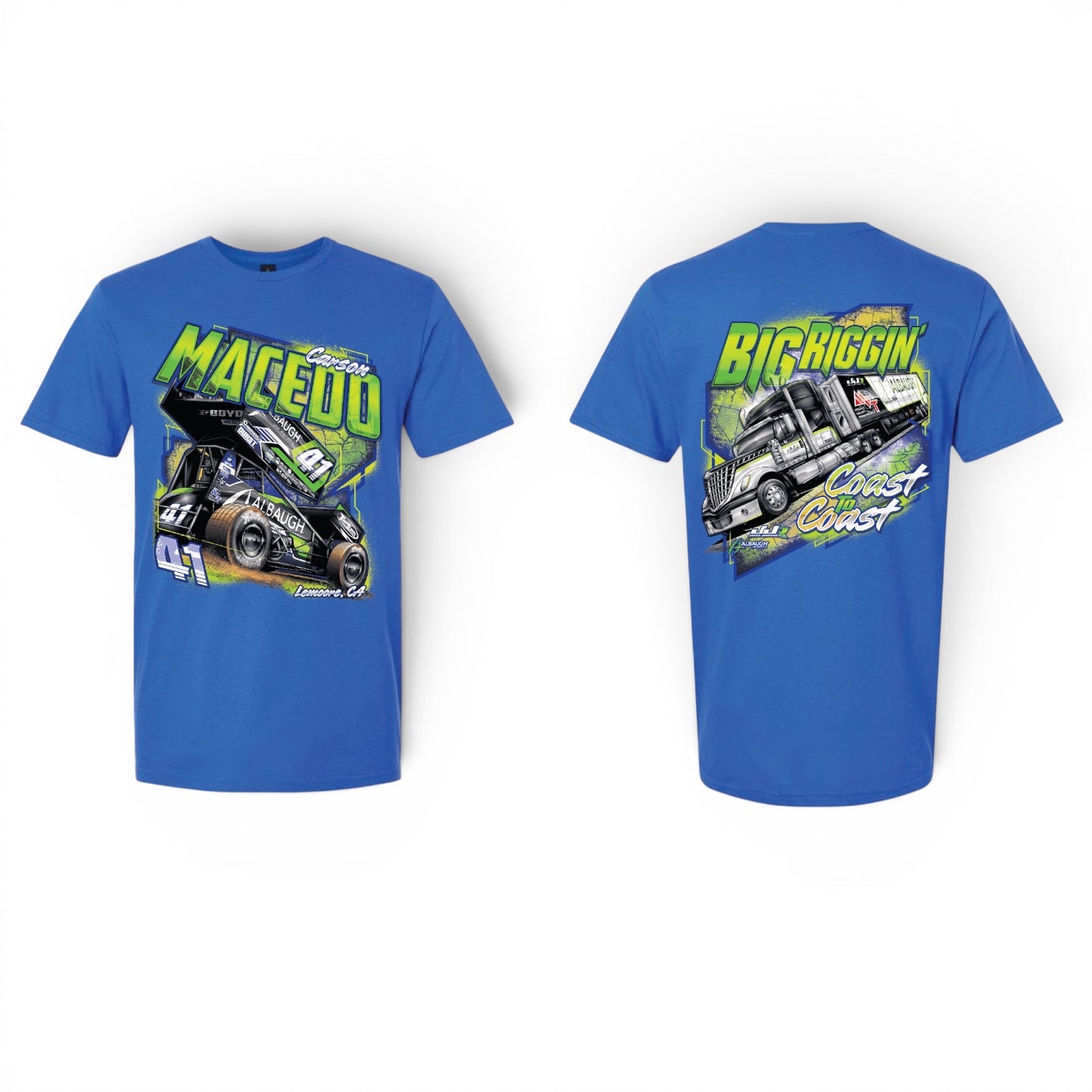 Big Riggin Design T-Shirt Large Front (Royal Blue)