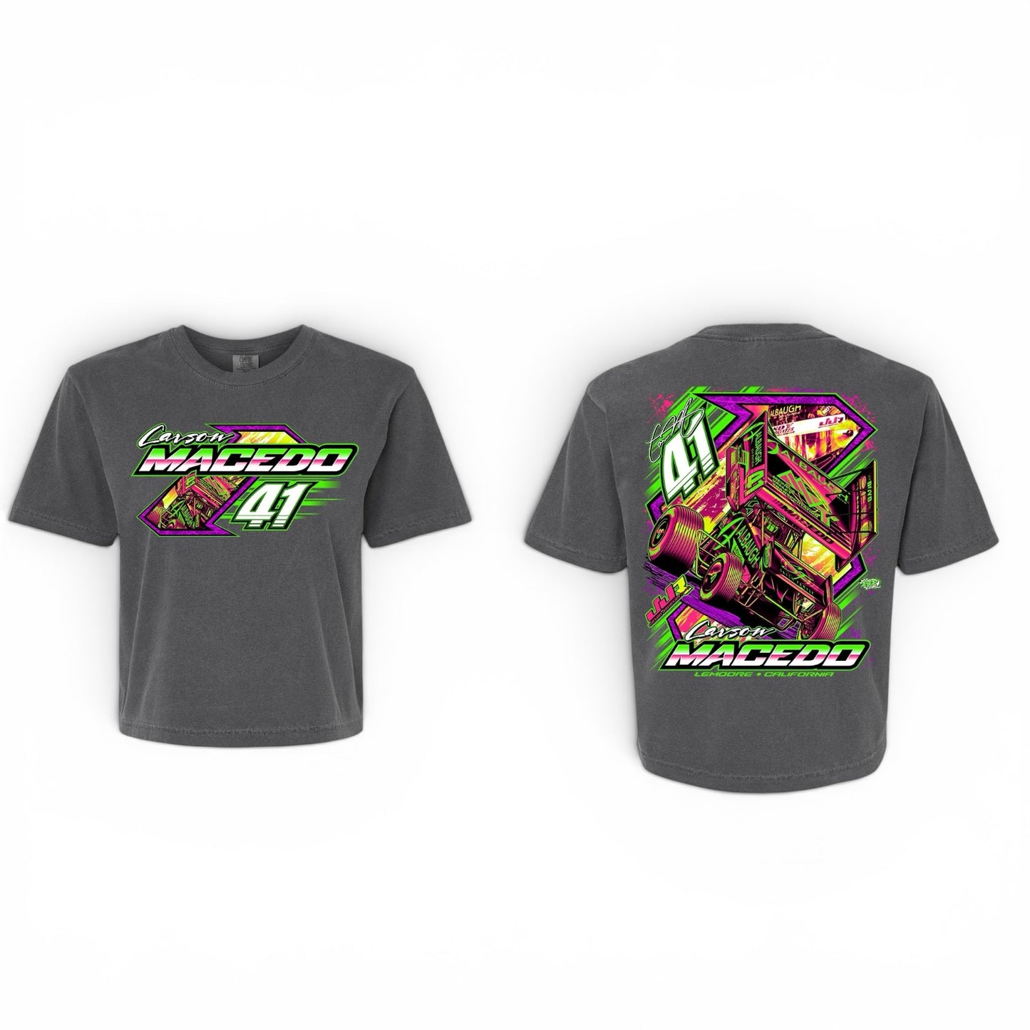 Ladies Boxy Midnight Neon Design T-Shirt (Pepper)