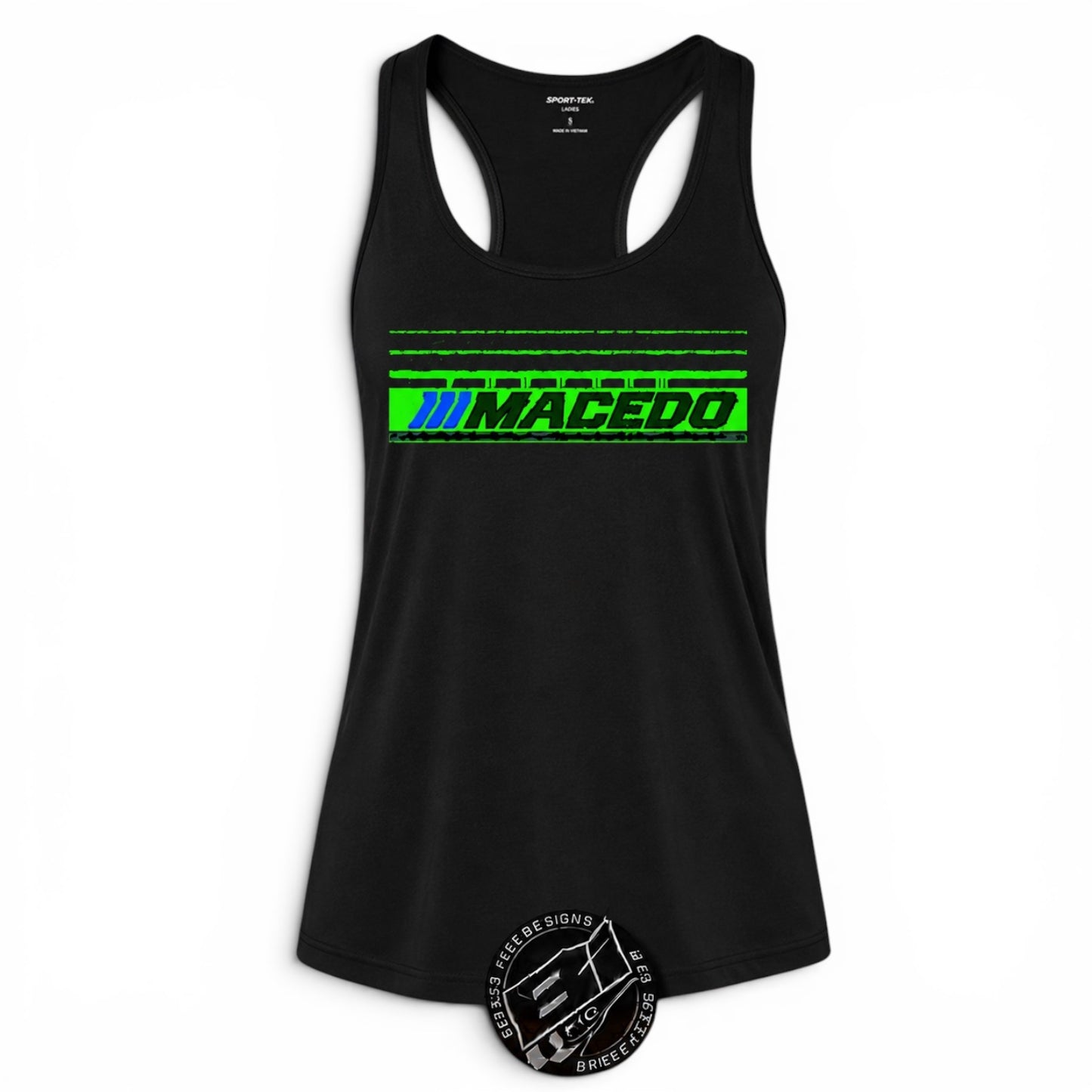 Ladies The Macedo Line Design Tank (Front Only Black)