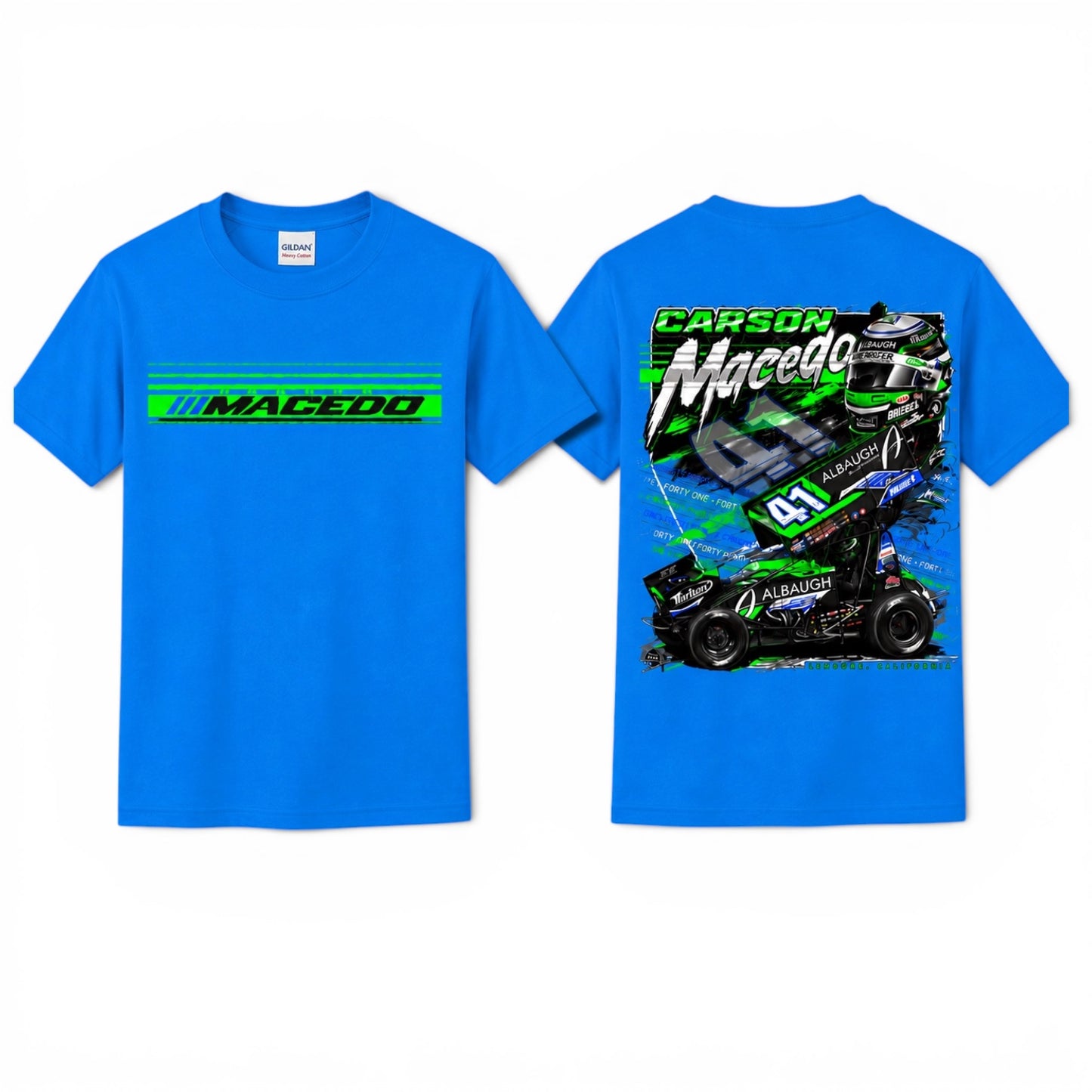 Youth The Macedo Line Design T-Shirt, (Neon Royal Blue)