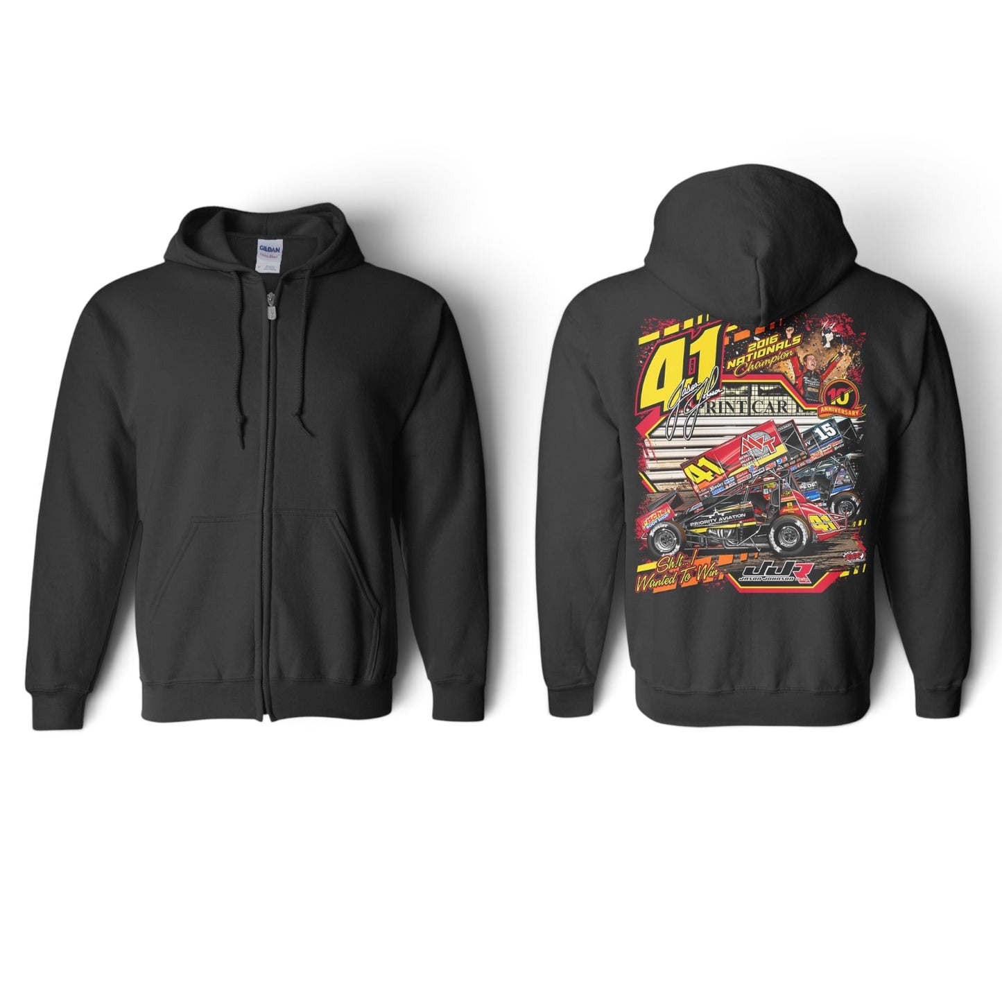 The Winning Pass Design Hoodie Zip-Up (Black)