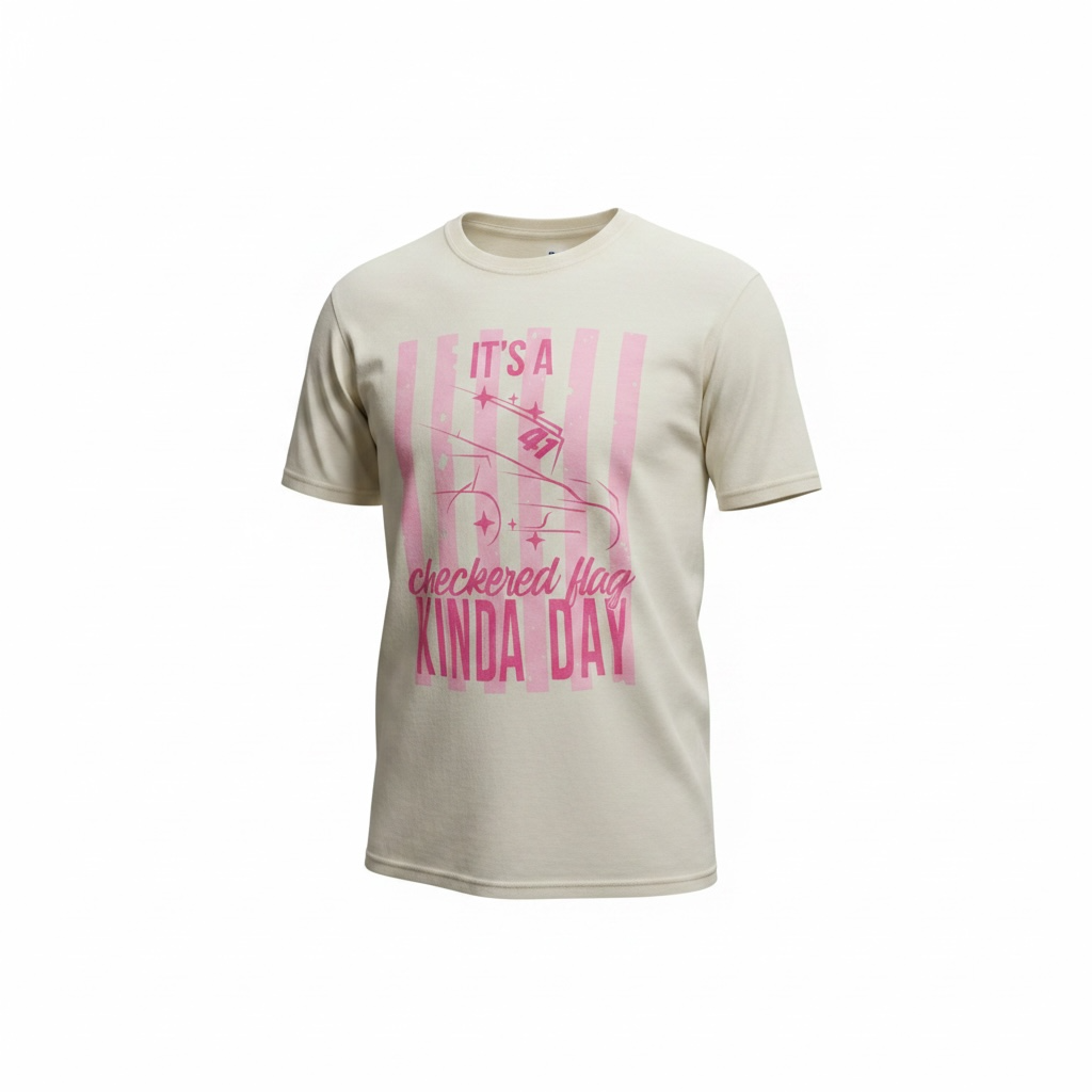 Ladies Checkered Flag Design T-Shirt