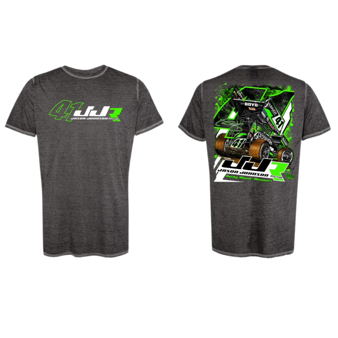 Neon Green Splash T-Shirt (Grey Vintage Acid Wash)