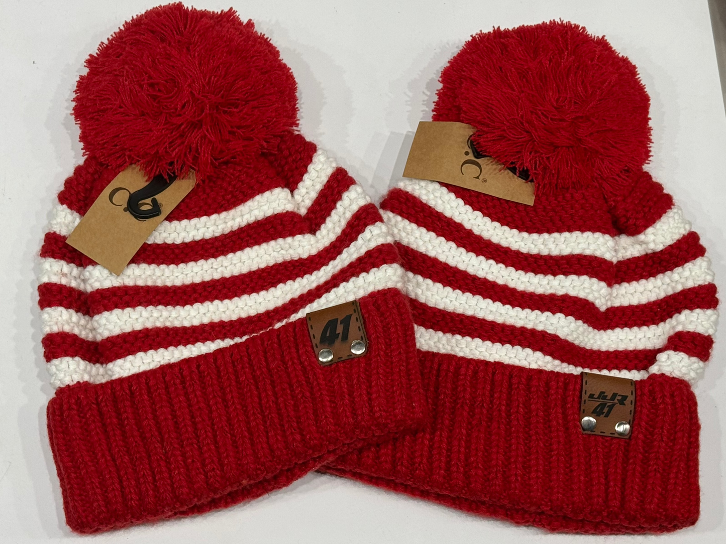 POM POM Striped Beanie W/ Ball