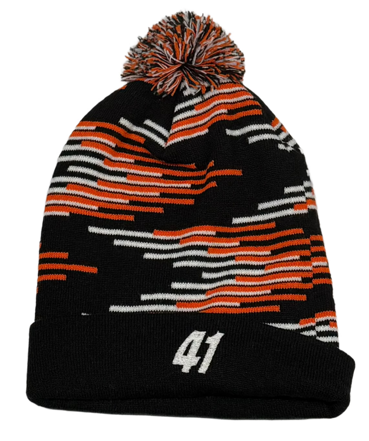 41 POM POM Beanie (Black/White/Orange)