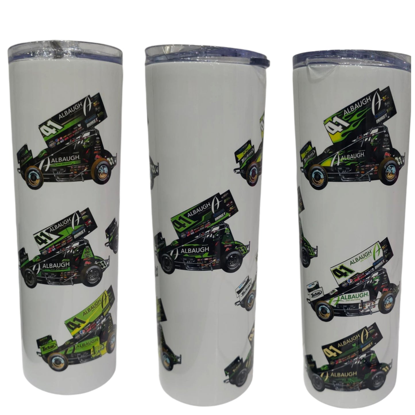 Over the Years 30oz Skinny Tumbler (White W/ all cars Carson drove)