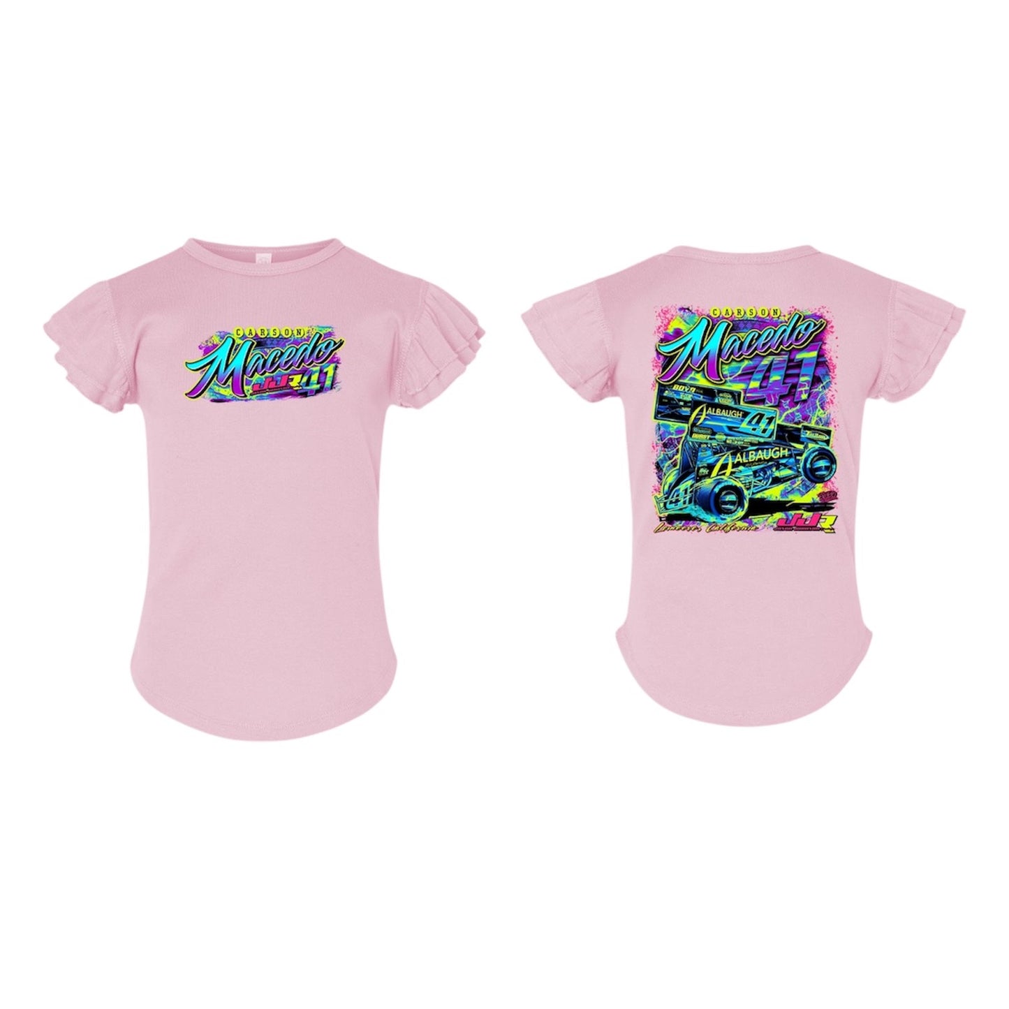 Toddler 2025 Neon T-Shirt Flutter Sleeve (Light Pink)