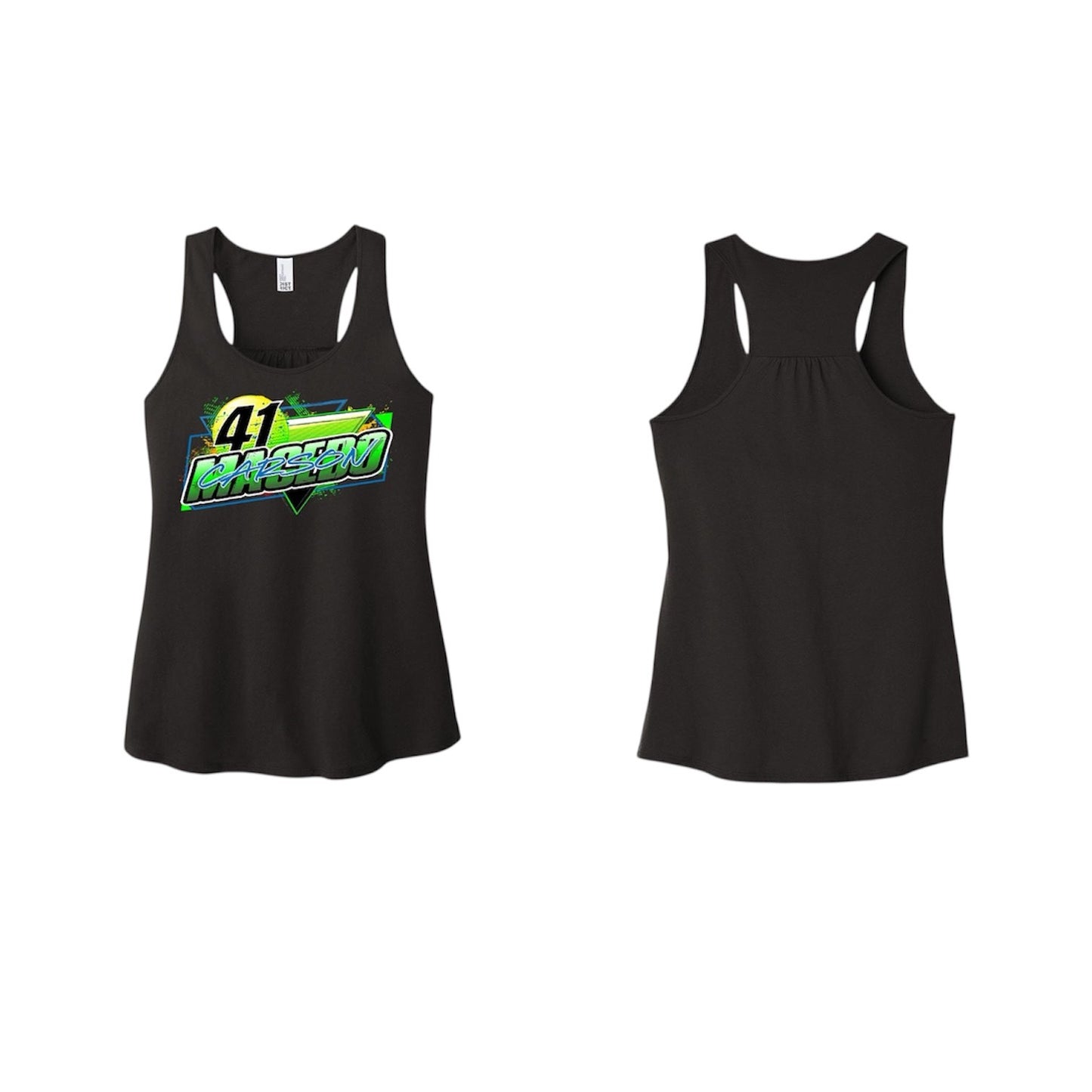 Ladies Summer Sunshine Design Racerback Tank (Black)