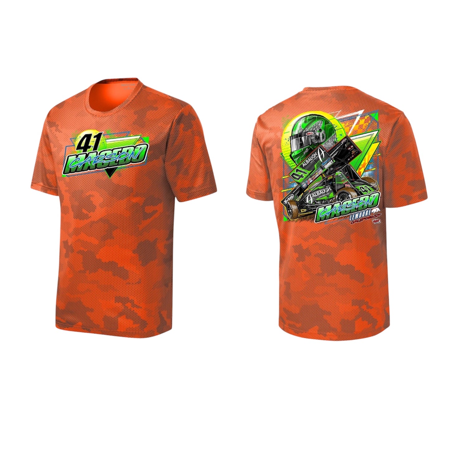 Summer Sunshine Design Sport-Tek Camo Hex Tee (Neon Orange)