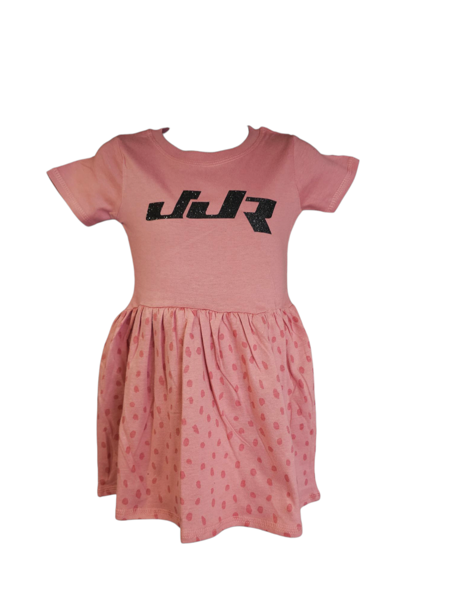 JJR Glitter logo Design Toddler Dress (Mauvelous W/ Spots)