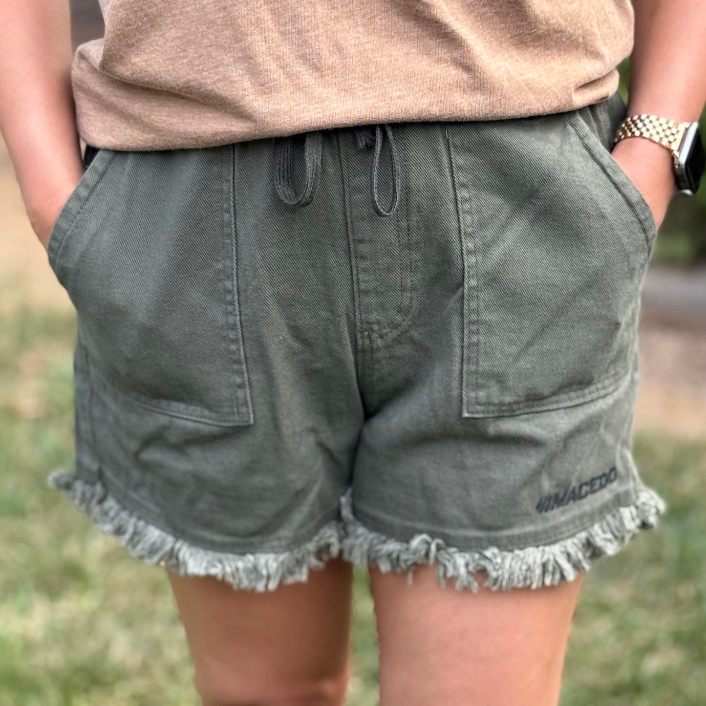 Ladies Macedo Logo Shorts (Green)
