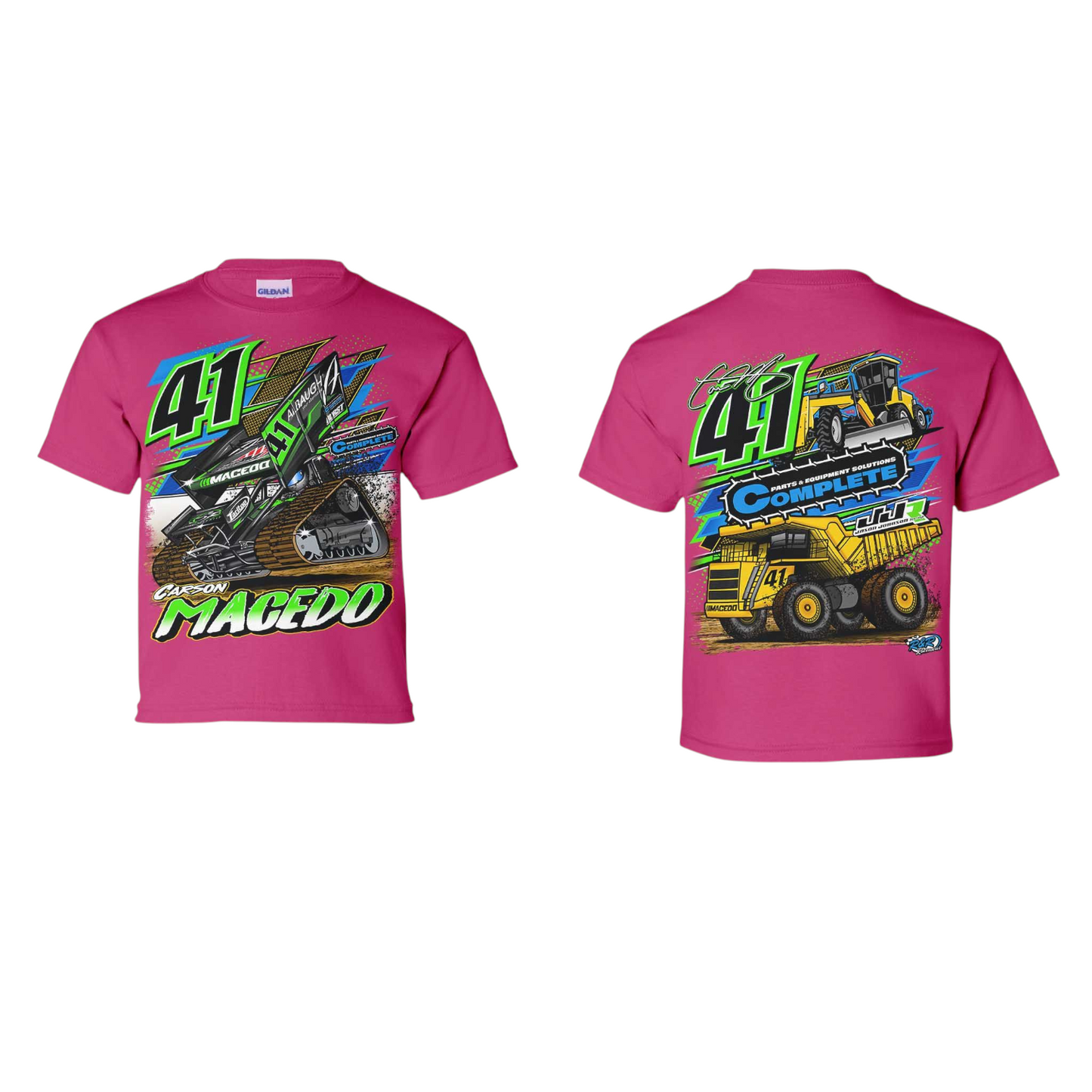 Youth Pushing Dirt Design T-Shirt (Heliconia)