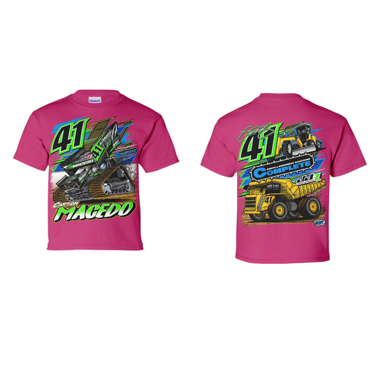 Youth Pushing Dirt Design T-Shirt (Heliconia)