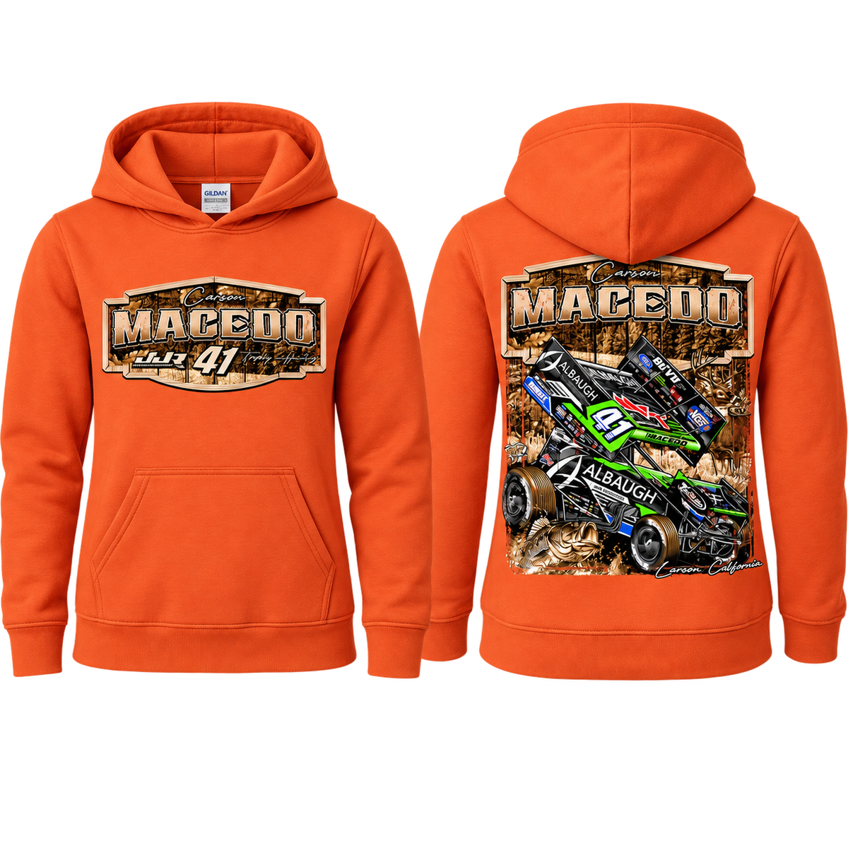 Toddler/Youth Huntin' Horsepower Design Hoodie (Safety Orange)
