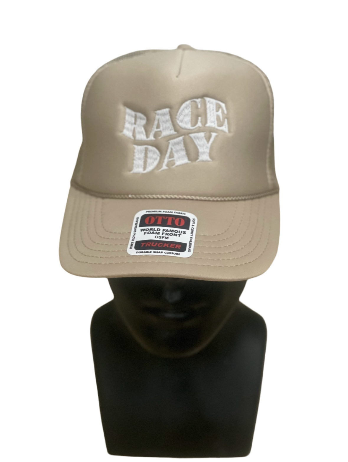 Ladies Race Day Trucker Style SnapBack Hat (Tan)