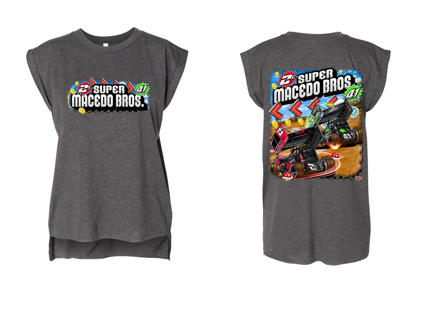 Ladies Macedo Brothers 2.0 Design Tank (Dark Grey Heather)