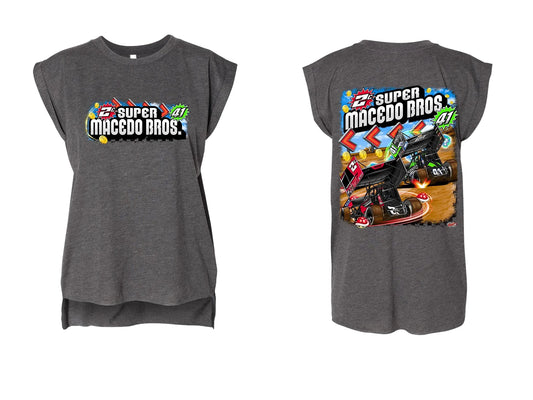 Ladies Macedo Brothers 2.0 Design Tank (Dark Grey Heather)