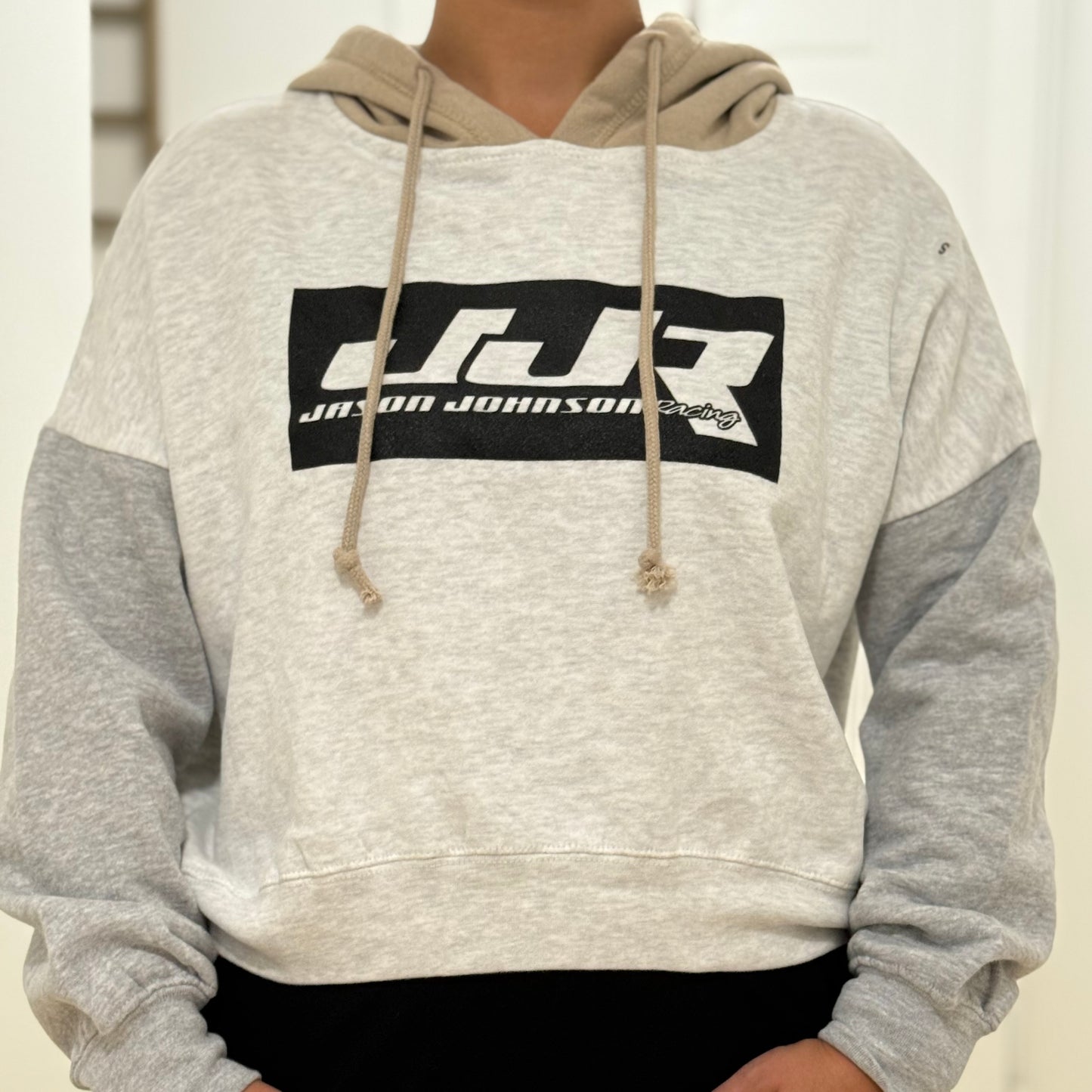 Two Tone Cropped Hoodie (Tan & Grey)