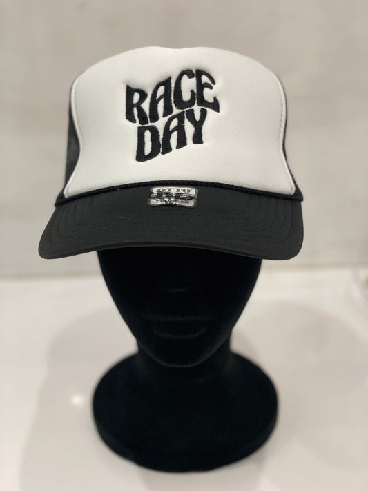 Ladies Race Day Trucker Style SnapBack Hat (Black)
