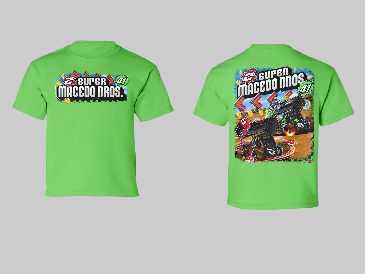 Toddler Macedo Brothers 2.0 Design T-Shirt (Apple/Electric Green)