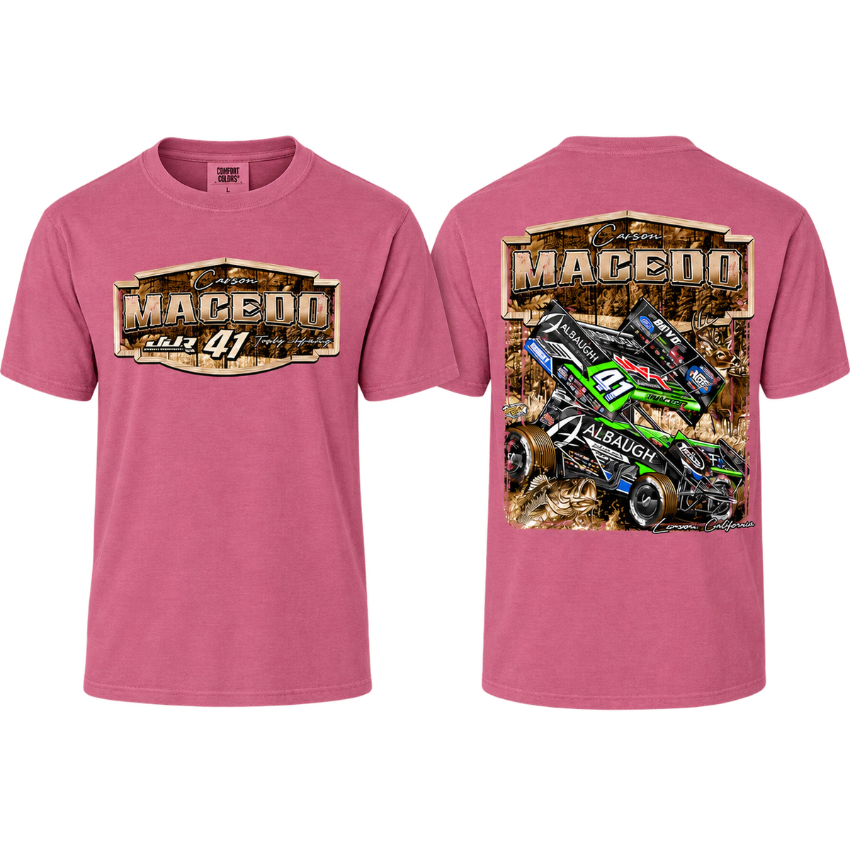 Huntin' Horsepower Design T-Shirt (Crunch Berry/Pink)
