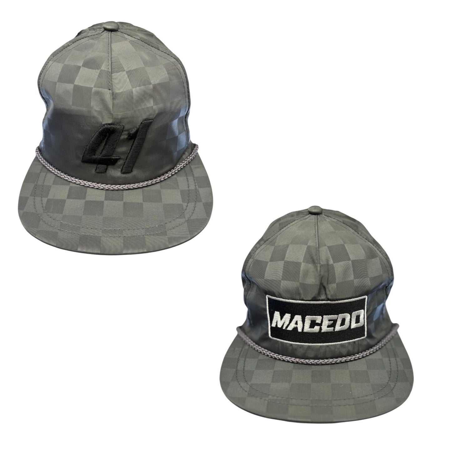 Checkered Rope Hat Snapback (Grey)
