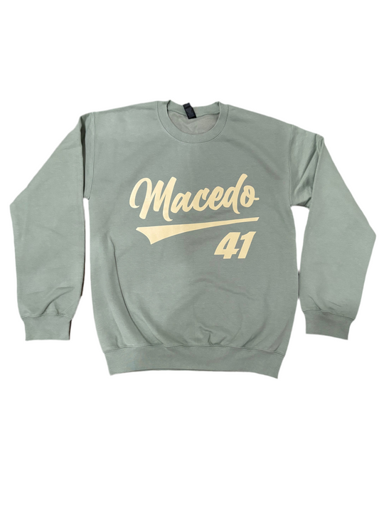 Macedo Baseball Design Crew Neck Sweatshirt (Seafoam Green)