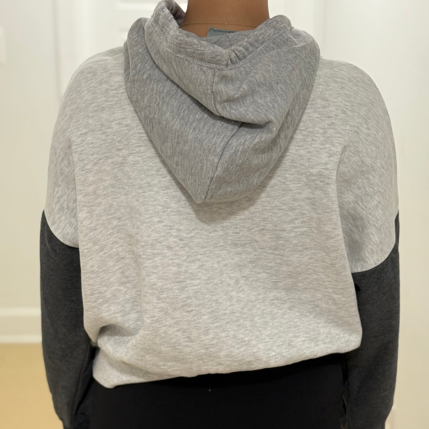 Two Tone Cropped Hoodie (Tan & Grey)