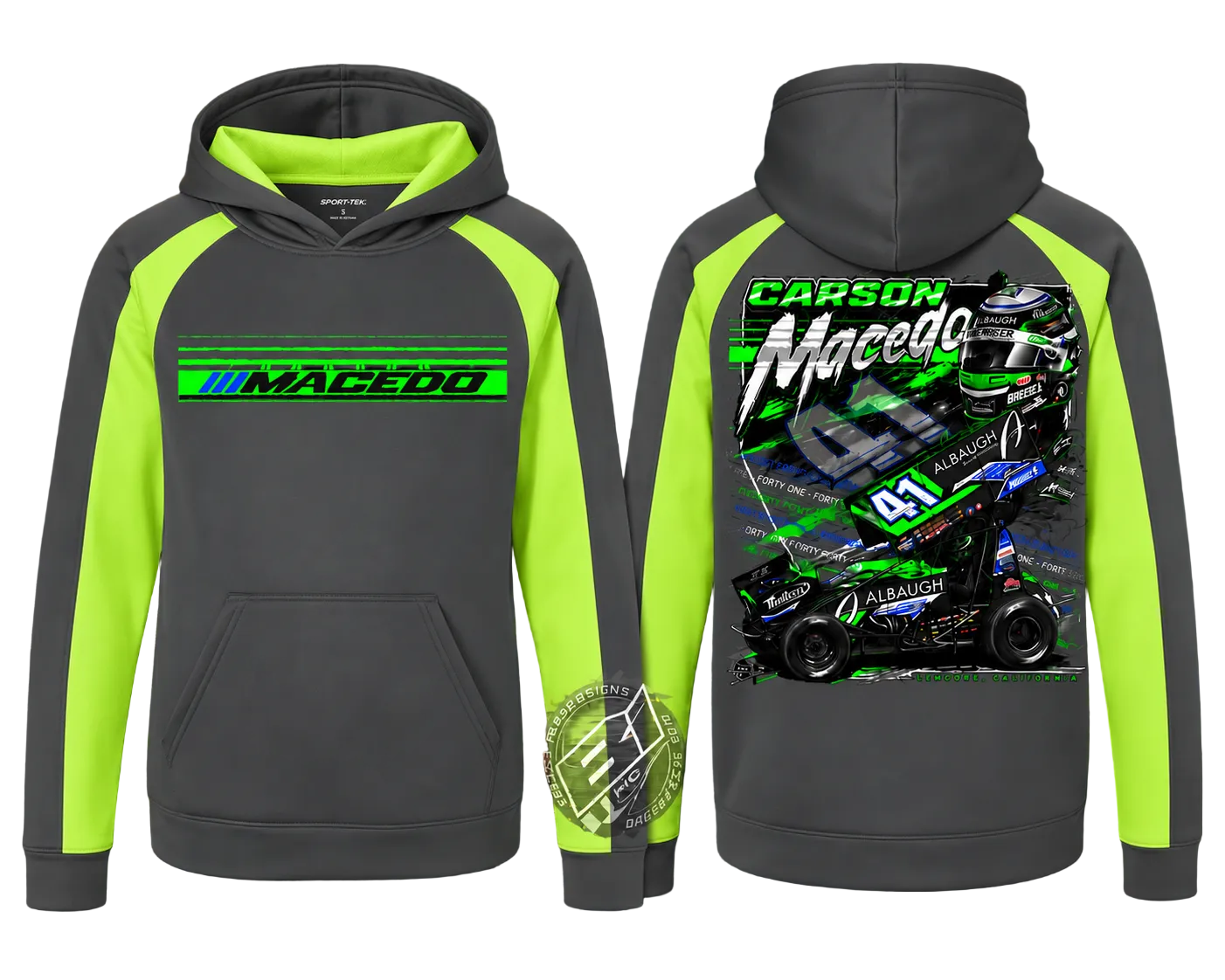 The Macedo Line Design, Sport-Trek Hoodie (Dark Grey/Lime)
