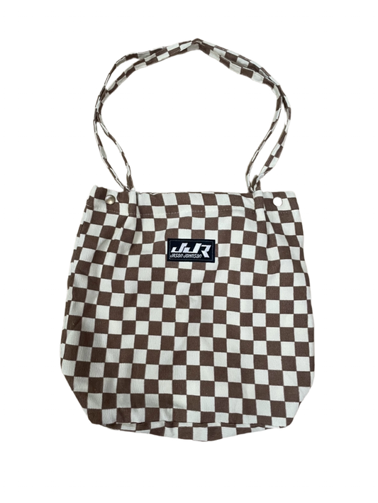 JJR Patch Checkered Shoulder Tote Bag