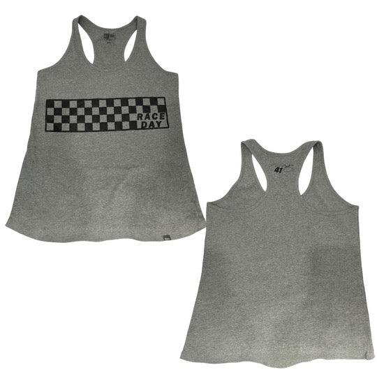 Ladies Race Day Razor Back Tank Top (Grey)