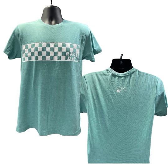 Checkered Race DayT-Shirt (Seafoam)