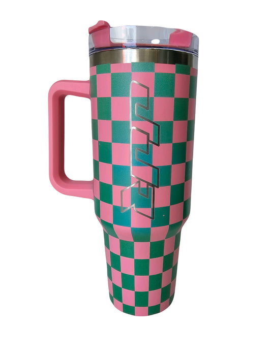 2024 JJR Checkered Tumbler (Green and Pink)
