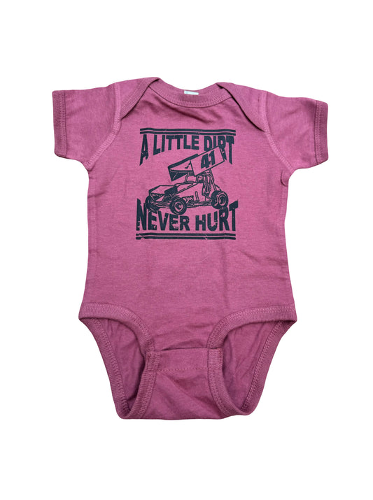 Little Dirt Never Hurt Design Toddler Onesie (Rust)