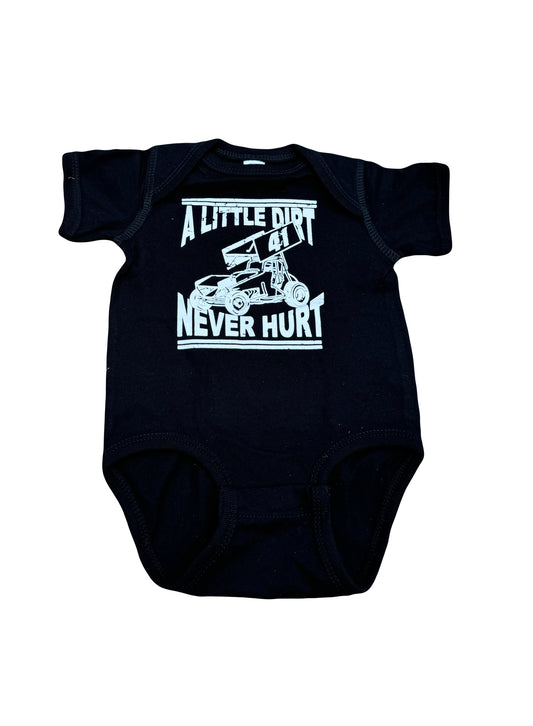 Little Dirt Never Hurt Design Toddler Onesie (Black)