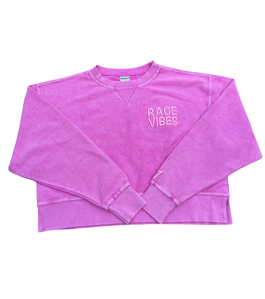 Ladies Race Vibes Lifestyle Cropped Crew Neck (Pink)